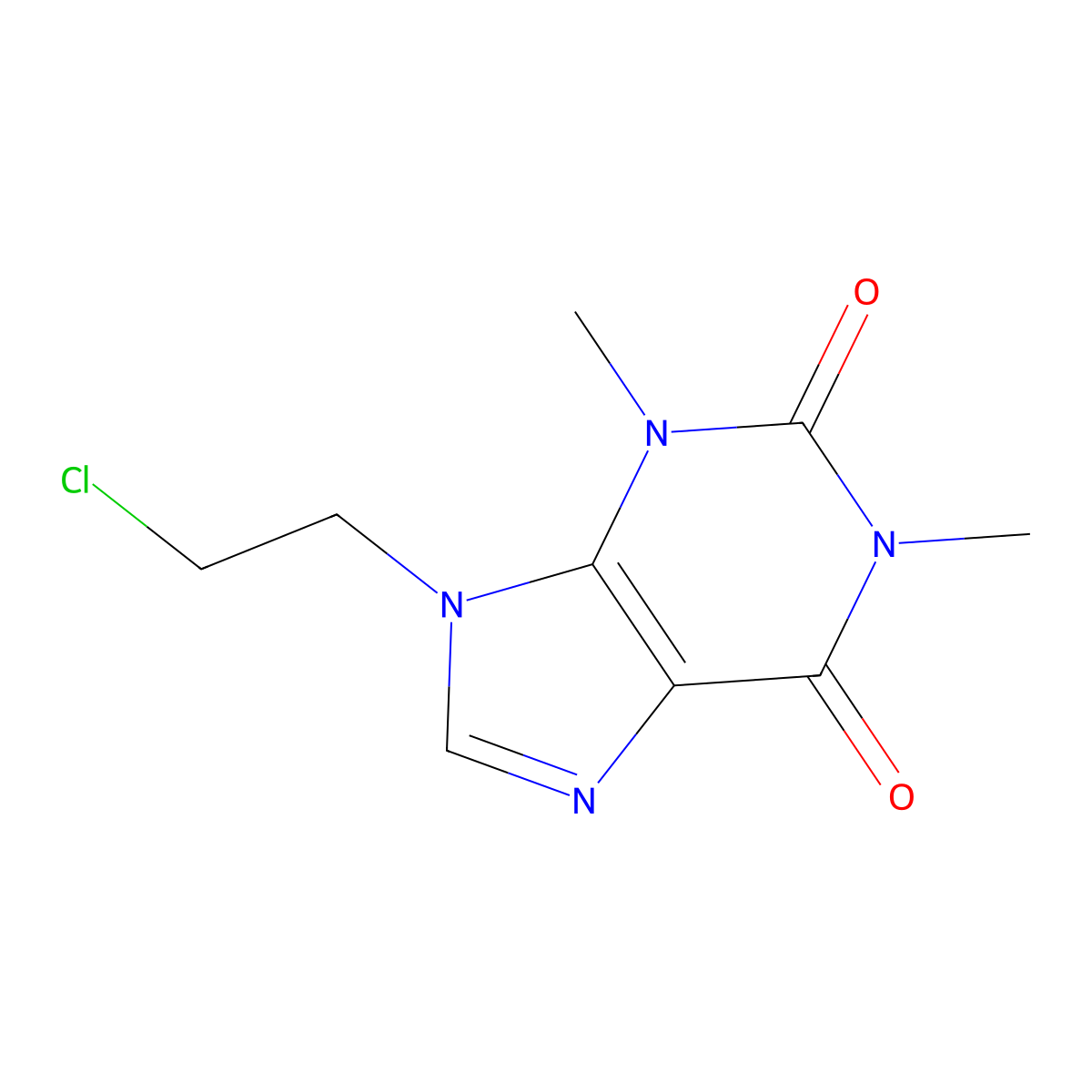 9-(2-chloroethyl)-1,3-dimethyl-3,9-dihydro-1H-purine-2,6-dione molecular structure, CAS 15858-11-4