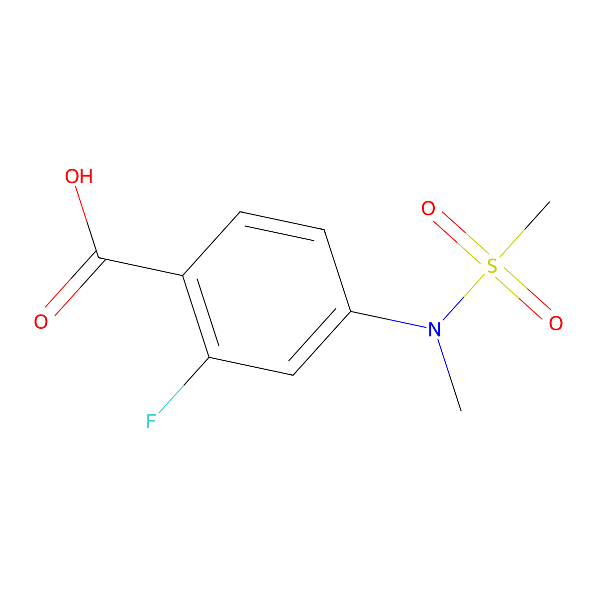 2-fluoro-4-(N-methylmethanesulfonamido)benzoicacid molecular structure, CAS 158580-25-7