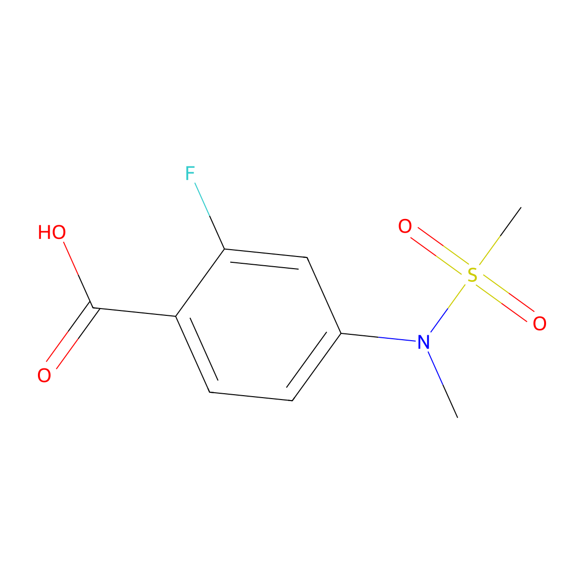 2-fluoro-4-(N-methylmethanesulfonamido)benzoicacid molecular structure, CAS 158580-25-7