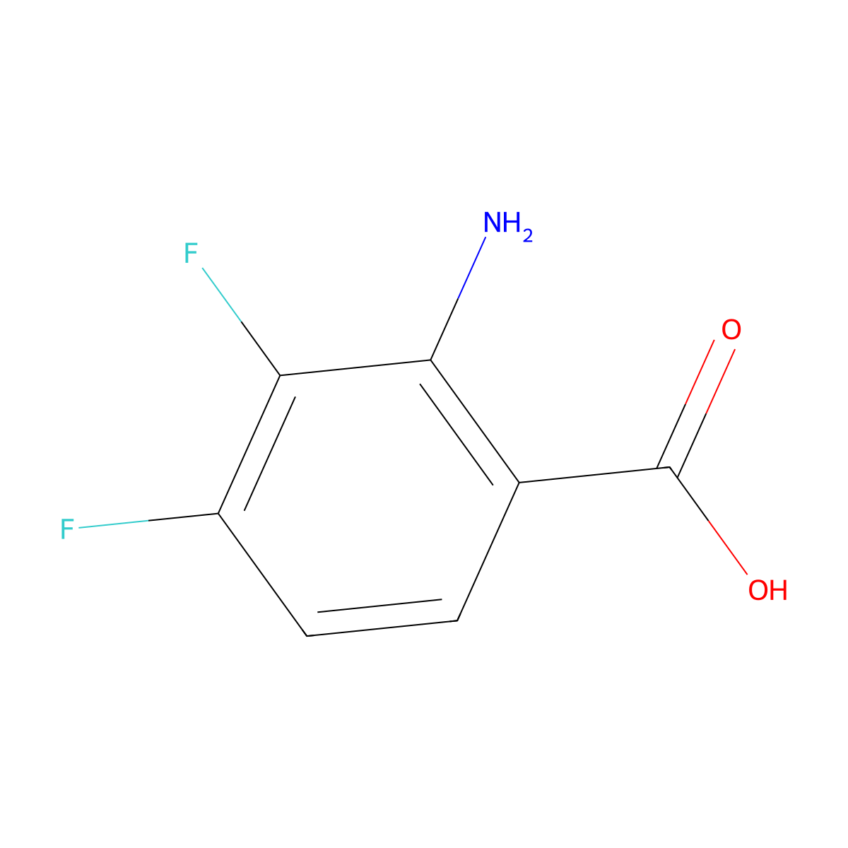 2-Amino-3,4-difluorobenzoic acid molecular structure, CAS 158580-94-0