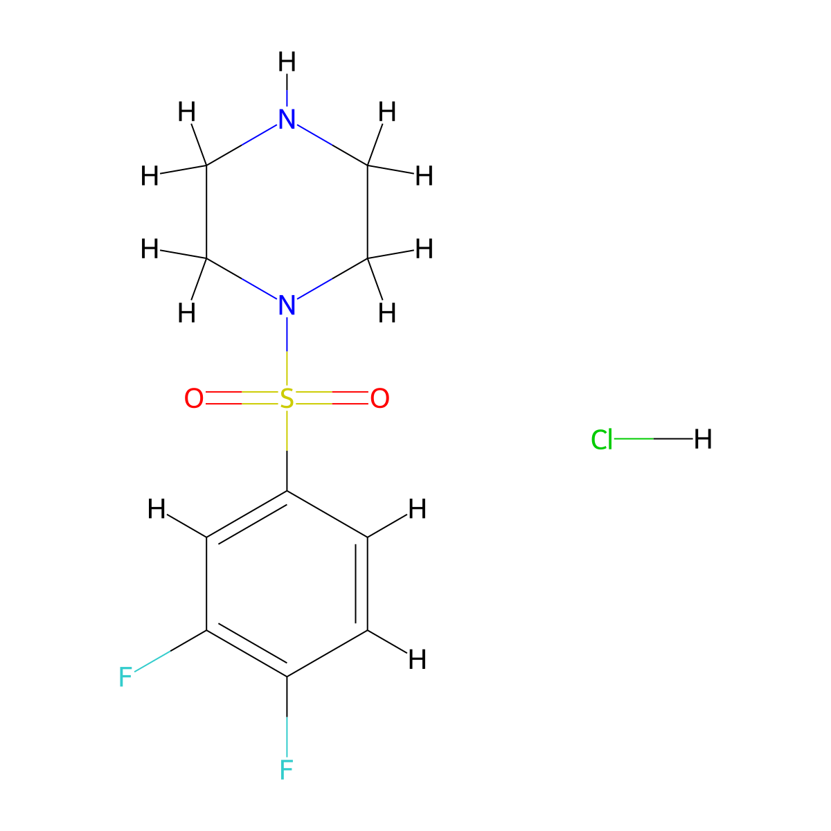 1-(3,4-Difluorobenzenesulfonyl)piperazine hydrochloride molecular structure, CAS 1585869-89-1