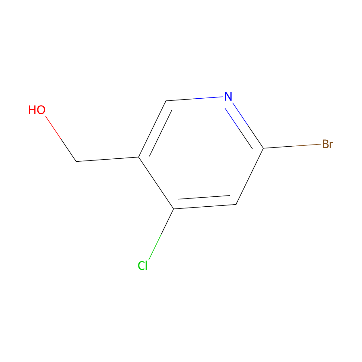 (6-Bromo-4-chloropyridin-3-yl)methanol molecular structure, CAS 1585960-86-6