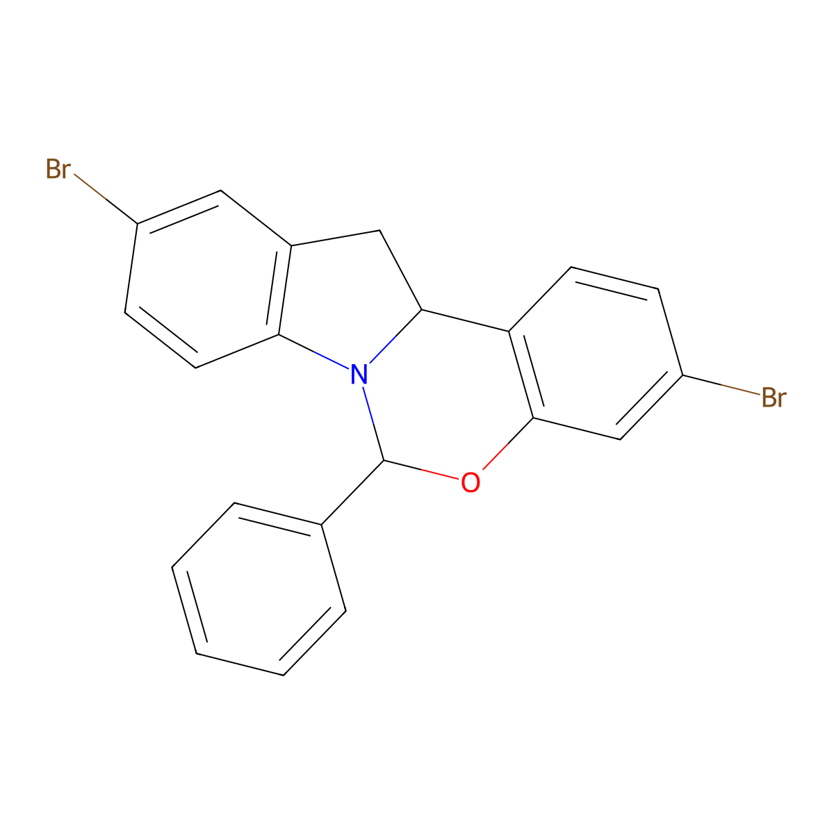 (6S,12aR)-3,10-Dibromo-12,12a-dihydro-6-phenyl-6H-indolo[1,2-c][1,3]benzoxazine molecular structure, CAS 1585969-16-9