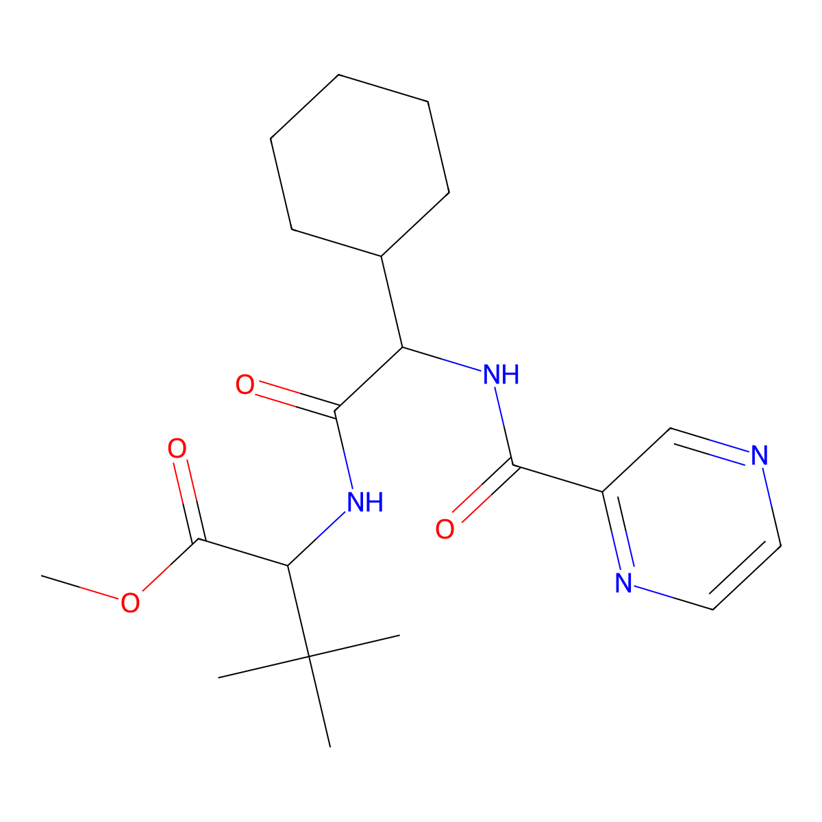 (S)-methyl 2-((R)-2-cyclohexyl-2-(pyrazine-2-carboxamido)acetamido)-3,3-dimethylbutanoate molecular structure, CAS 1585973-06-3
