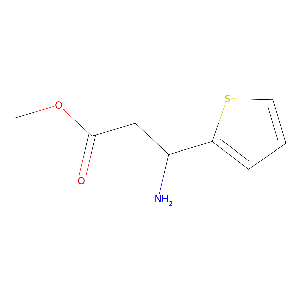 Methyl 3-amino-3-(2-thienyl)propanoate molecular structure, CAS 1586-41-0