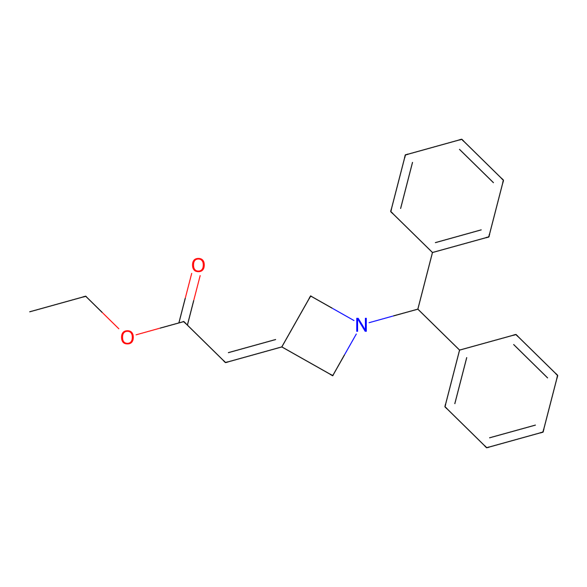 Ethyl 2-(1-benzhydrylazetidin-3-ylidene)acetate molecular structure, CAS 158602-32-5