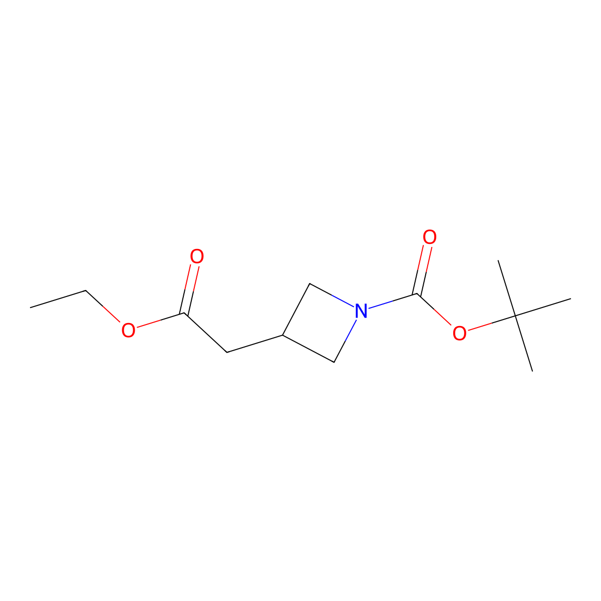 Tert-butyl 3-(2-ethoxy-2-oxoethyl)azetidine-1-carboxylate molecular structure, CAS 158602-35-8