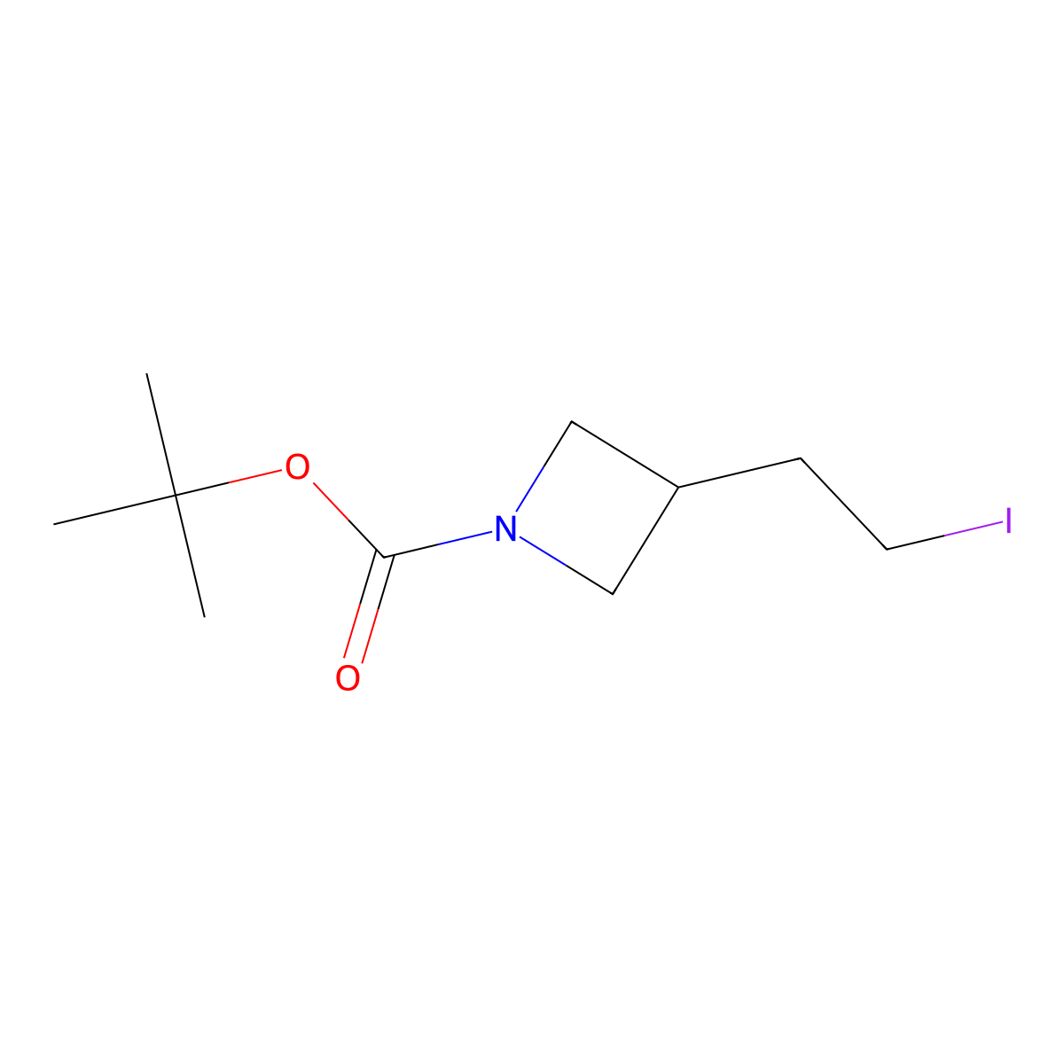 Tert-butyl 3-(2-iodoethyl)azetidine-1-carboxylate molecular structure, CAS 158602-36-9