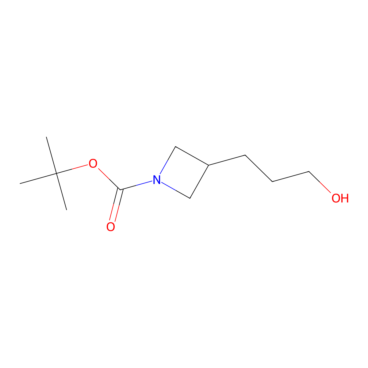 tert-Butyl 3-(3-hydroxypropyl)azetidine-1-carboxylate molecular structure, CAS 158602-43-8