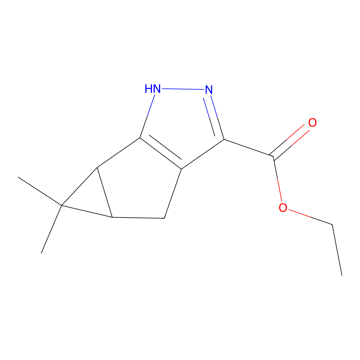 ethyl (2S,4R)-3,3-dimethyl-8,9-diazatricyclo[4.3.0.02,4]nona-1(6),7-diene-7-carboxylate molecular structure, CAS 1586027-87-3