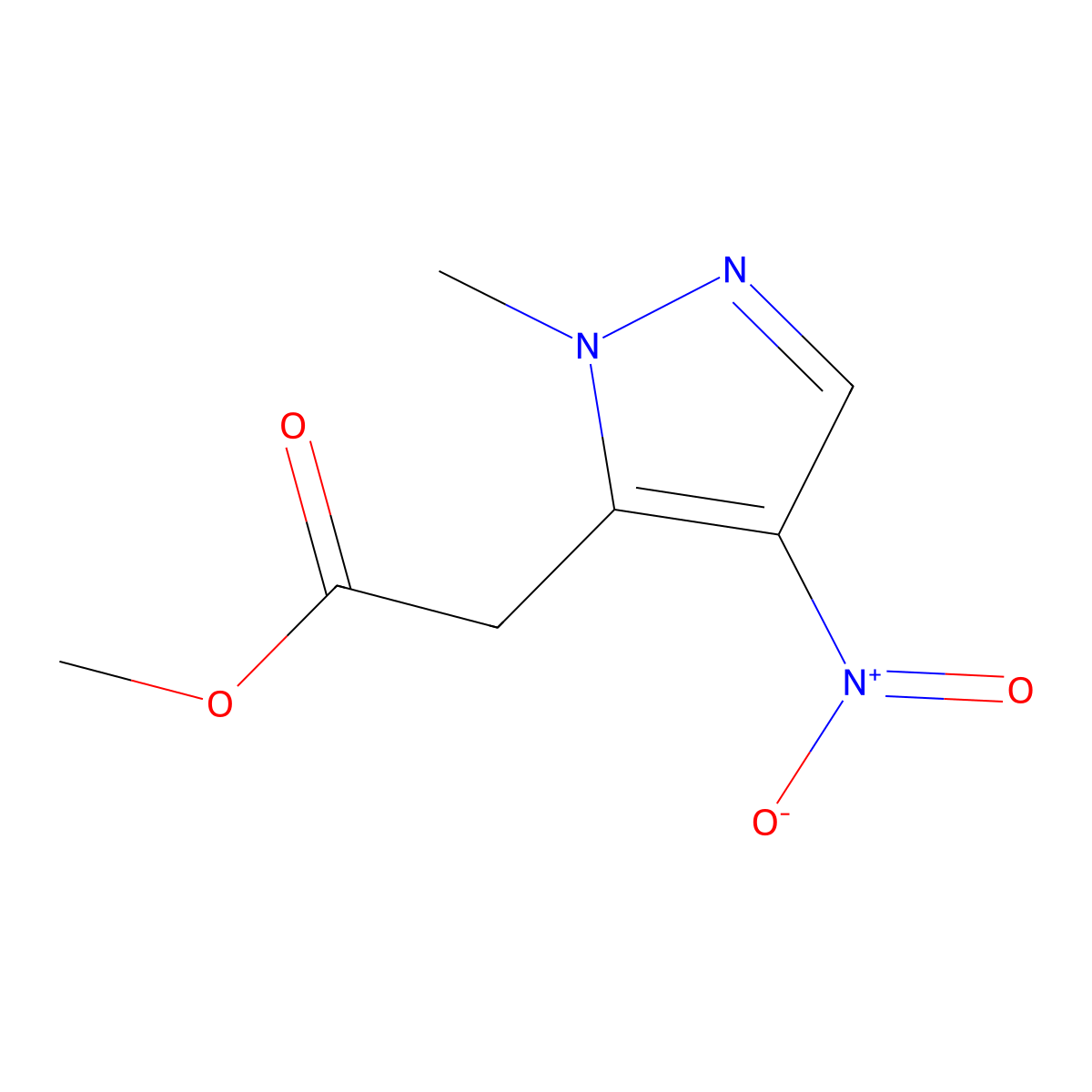 Methyl 2-(1-methyl-4-nitro-1H-pyrazol-5-yl)acetate molecular structure, CAS 1586043-71-1