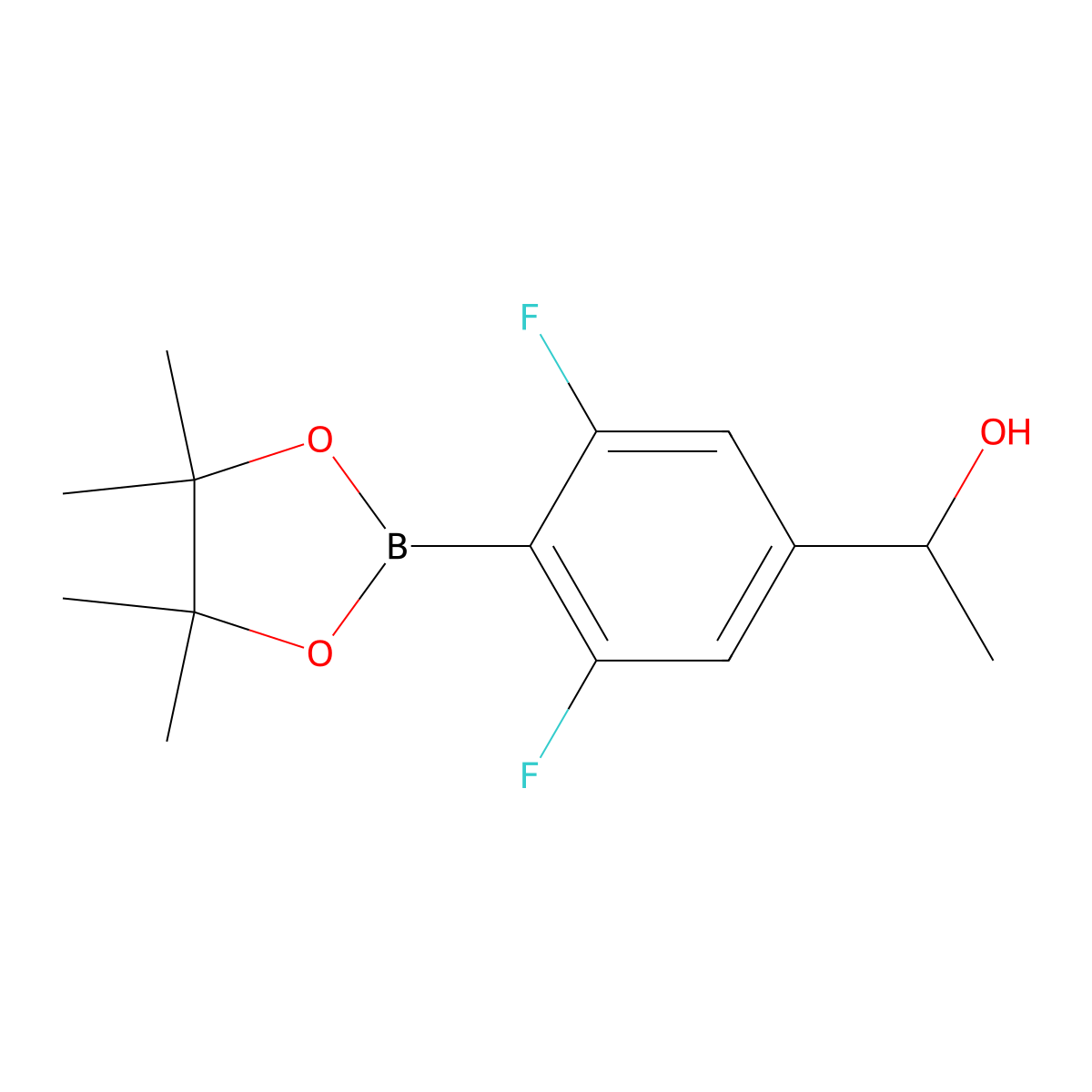 1-(3,5-Difluoro-4-(4,4,5,5-tetramethyl-1,3,2-dioxaborolan-2-yl)phenyl)ethanol molecular structure, CAS 1586045-19-3