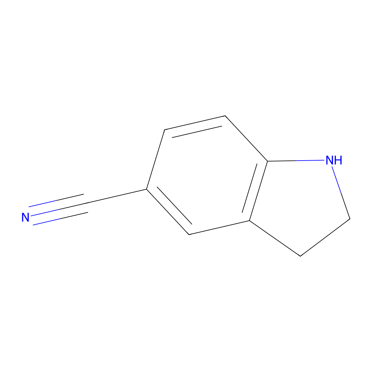 2,3-Dihydro-1H-indole-5-carbonitrile molecular structure, CAS 15861-23-1