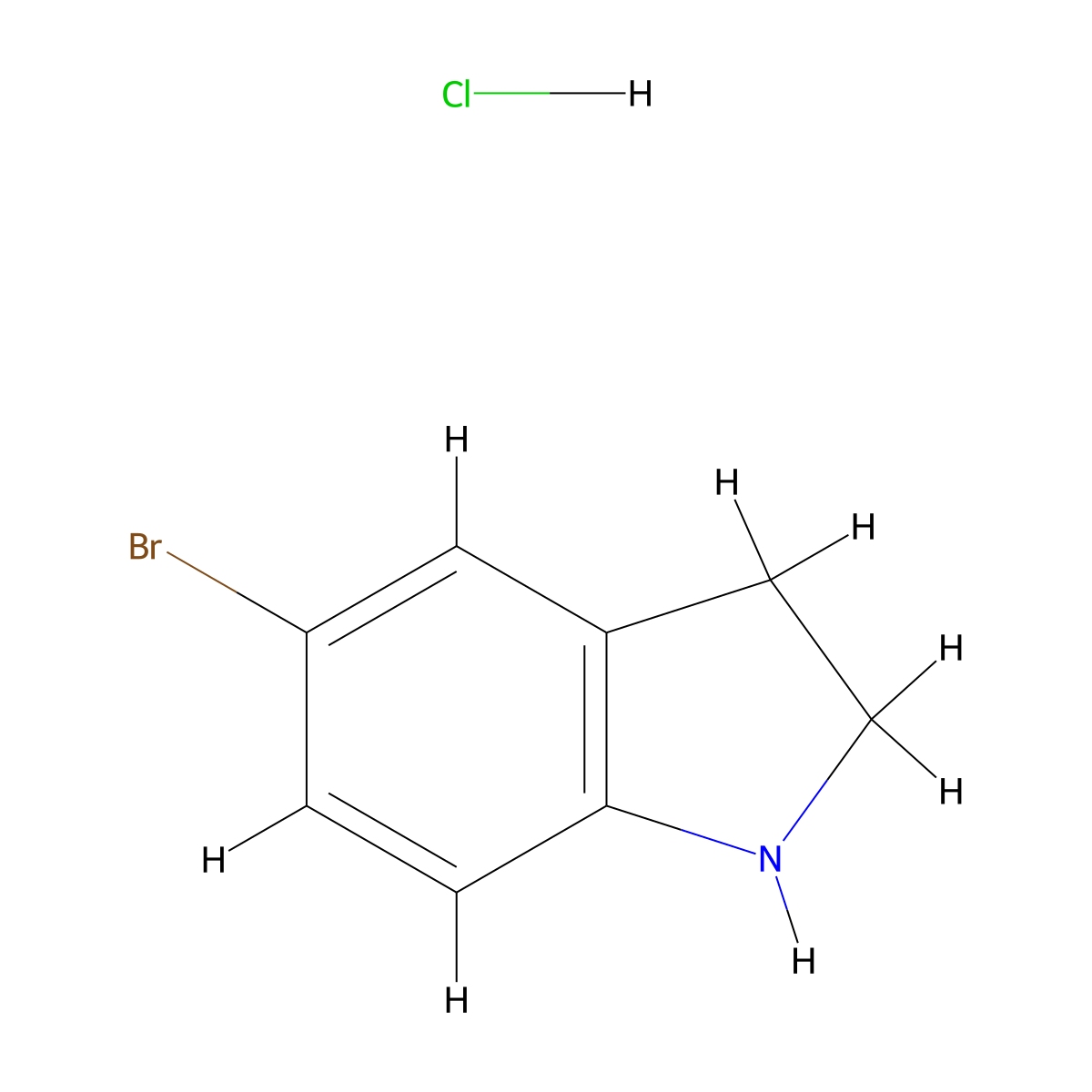 5-bromo-2,3-dihydro-1H-indole hydrochloride molecular structure, CAS 15861-32-2
