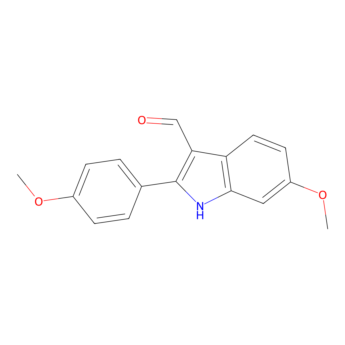6-methoxy-2-(4-methoxyphenyl)-1H-indole-3-carbaldehyde molecular structure, CAS 158611-24-6
