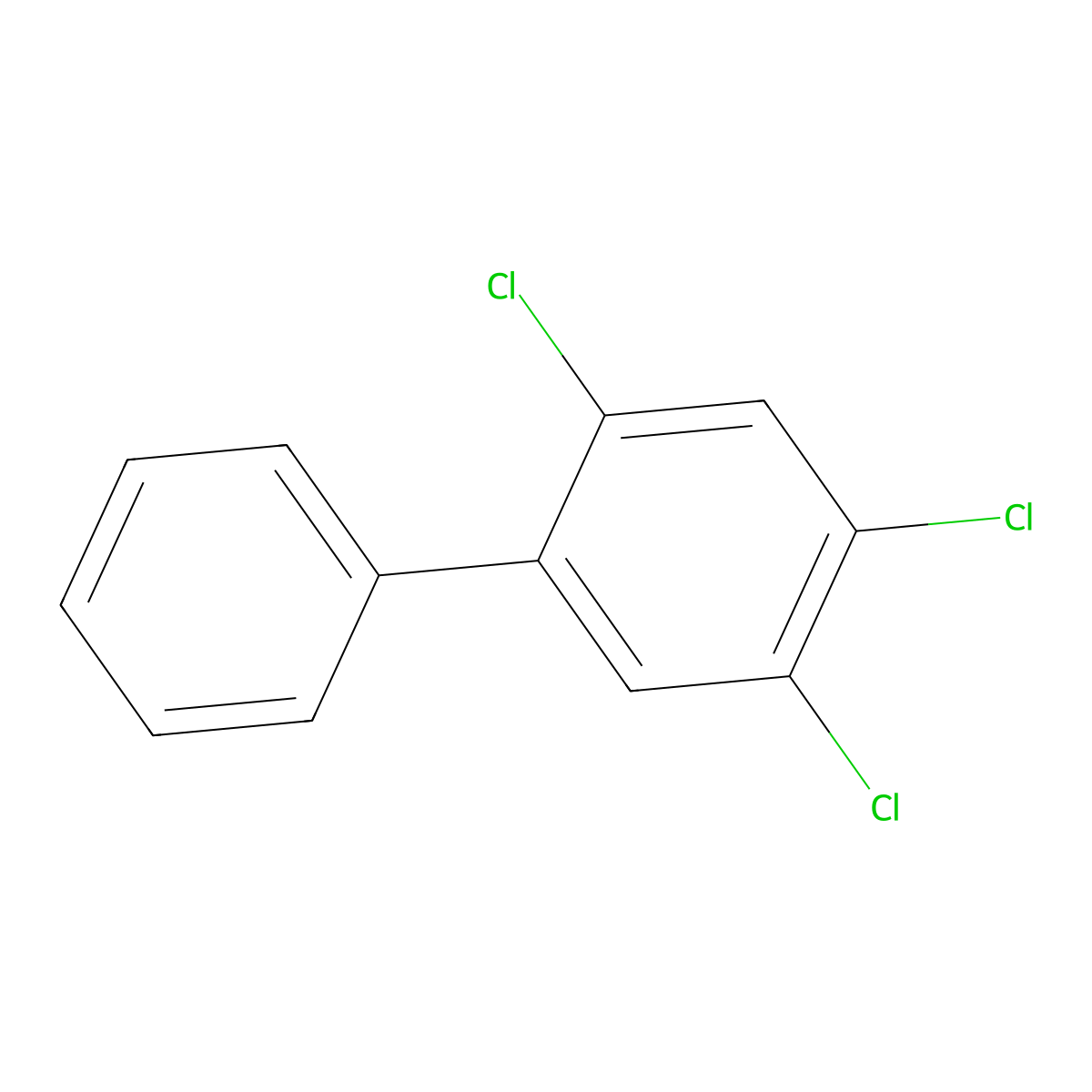2,4,5-Trichlorobiphenyl molecular structure, CAS 15862-07-4