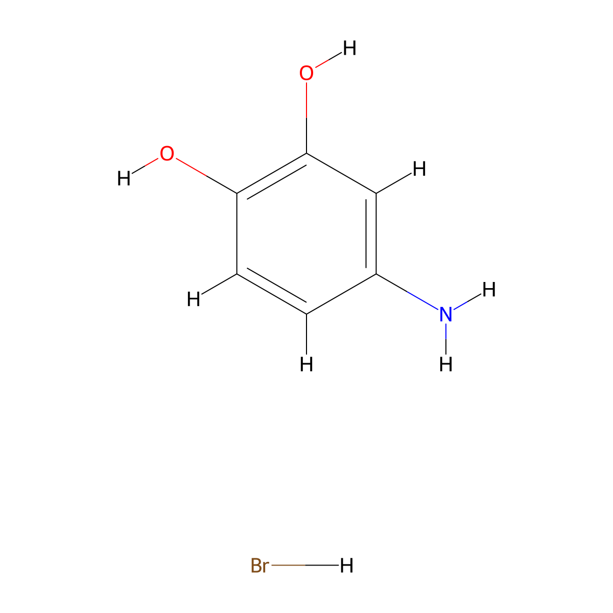 4-Aminobenzene-1,2-diol hydrobromide molecular structure, CAS 158627-59-9