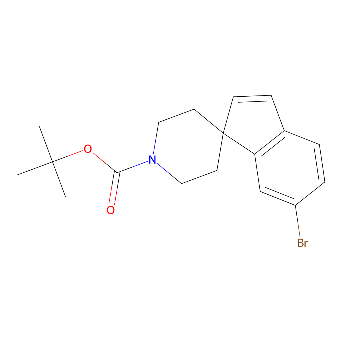 Tert-butyl 6-bromospiro[indene-1,4'-piperidine]-1'-carboxylate molecular structure, CAS 158628-80-9