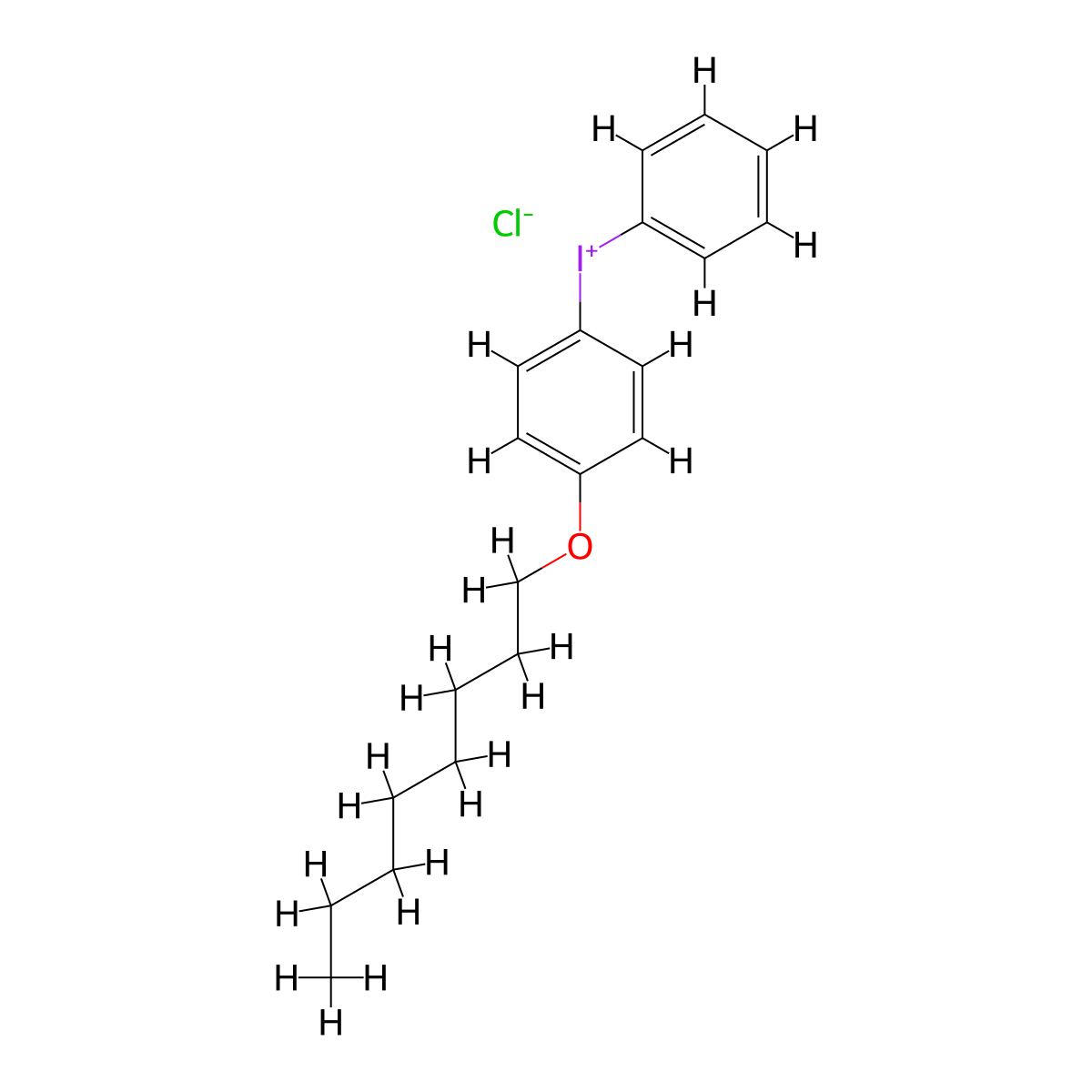 (4-(Octyloxy)phenyl)(phenyl)iodonium chloride molecular structure, CAS 158637-02-6
