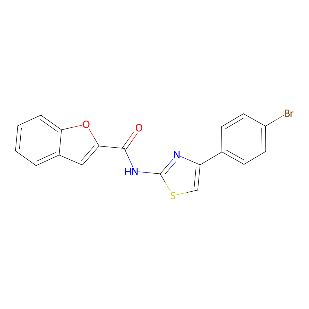 N-[4-(4-bromophenyl)-1,3-thiazol-2-yl]-1-benzofuran-2-carboxamide molecular structure, CAS 15864-14-9