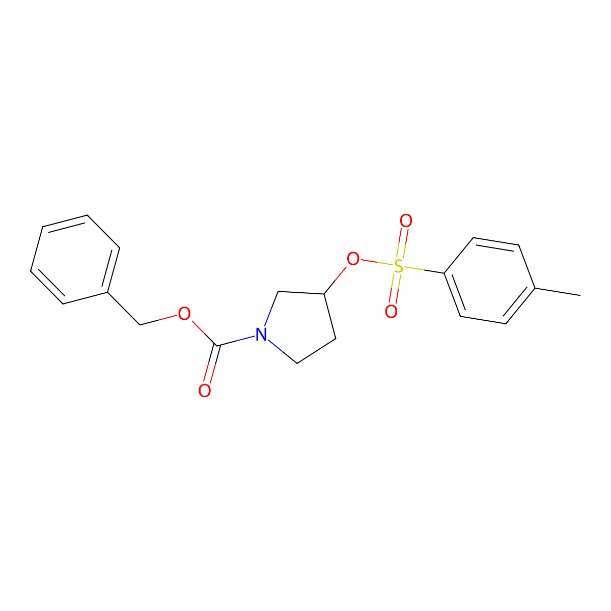 (S)-3-(Toluene-4-sulfonyloxy)-pyrrolidine-1-carboxylic acid benzyl ester molecular structure, CAS 158654-83-2