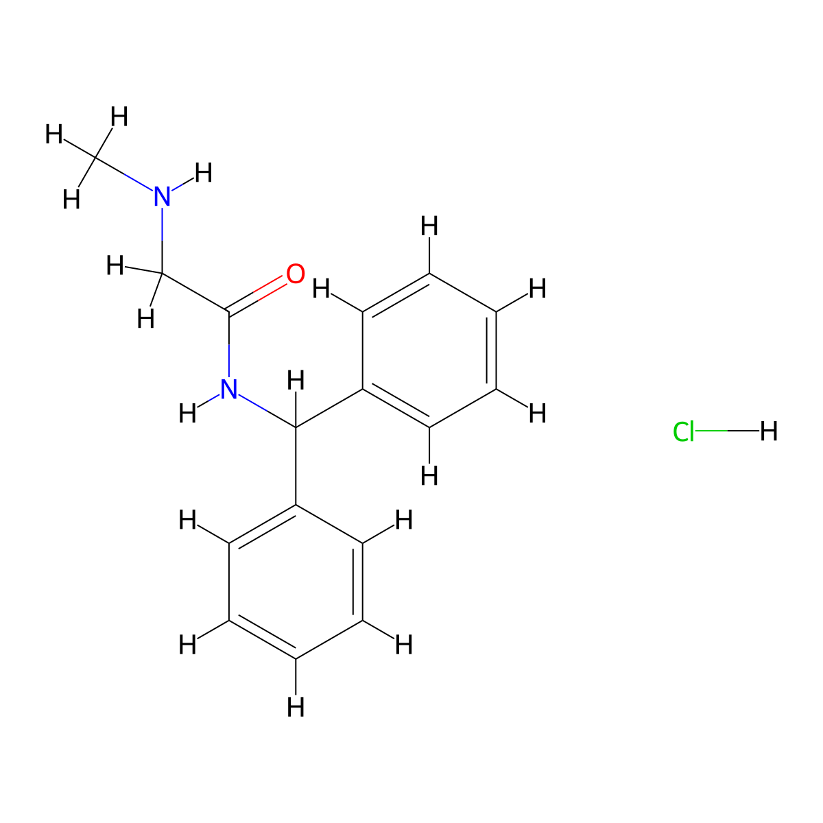 N-(diphenylmethyl)-2-(methylamino)acetamide hydrochloride molecular structure, CAS 1586586-89-1