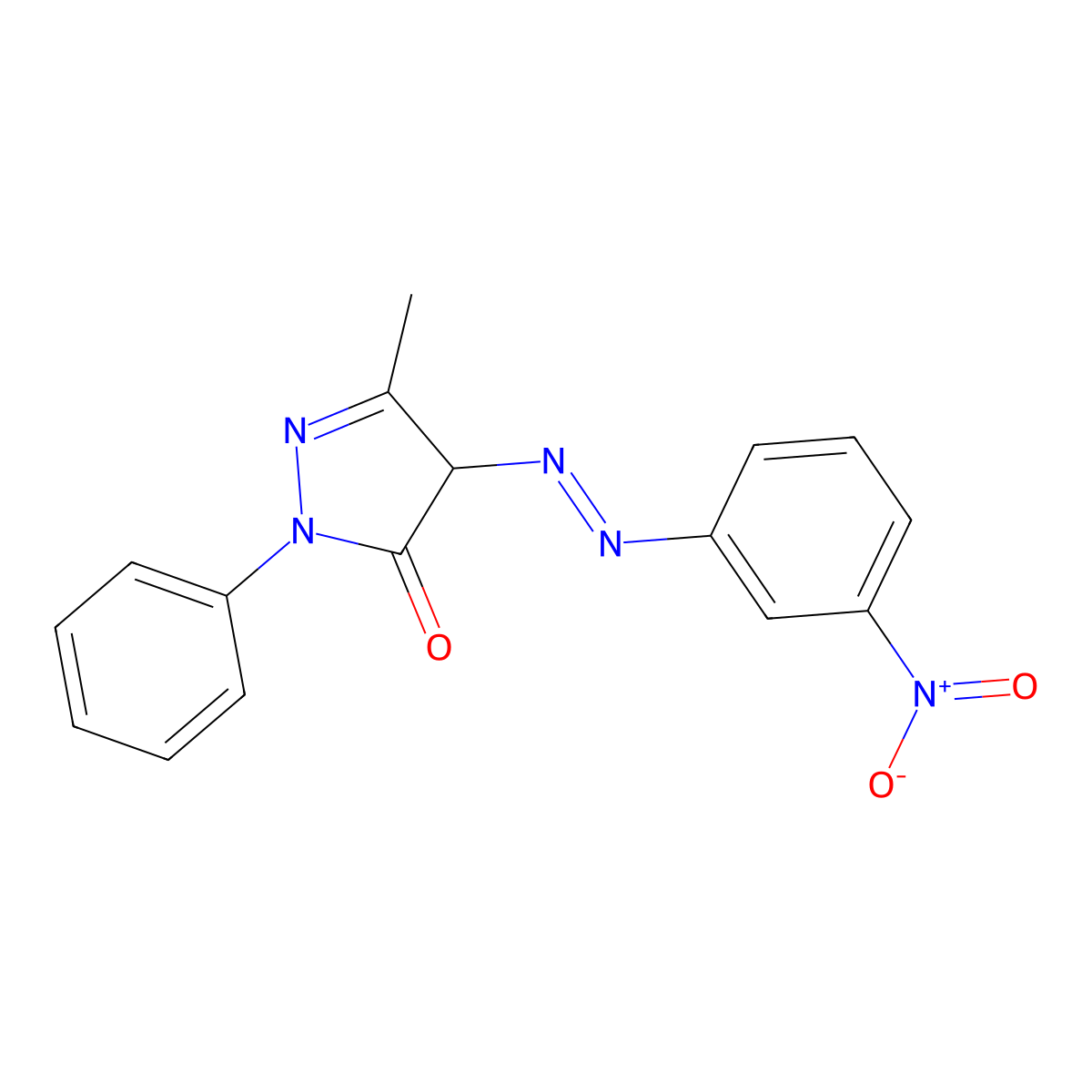 5-methyl-4-[(E)-(3-nitrophenyl)diazenyl]-2-phenyl-2,4-dihydro-3H-pyrazol-3-one molecular structure, CAS 15866-34-9