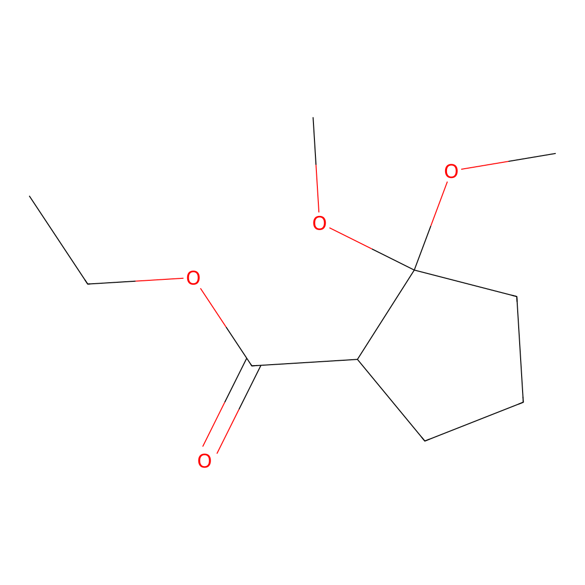 Ethyl 2,2-dimethoxycyclopentane-1-carboxylate molecular structure, CAS 158662-00-1
