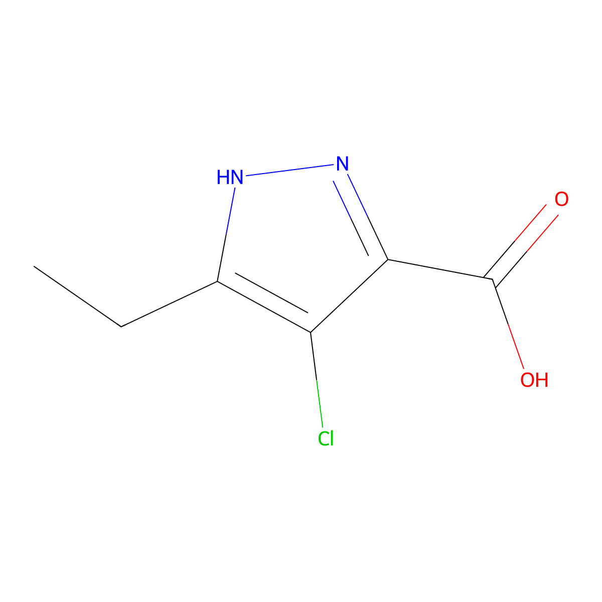 4-chloro-3-ethyl-1H-pyrazole-5-carboxylic acid molecular structure, CAS 158668-22-5