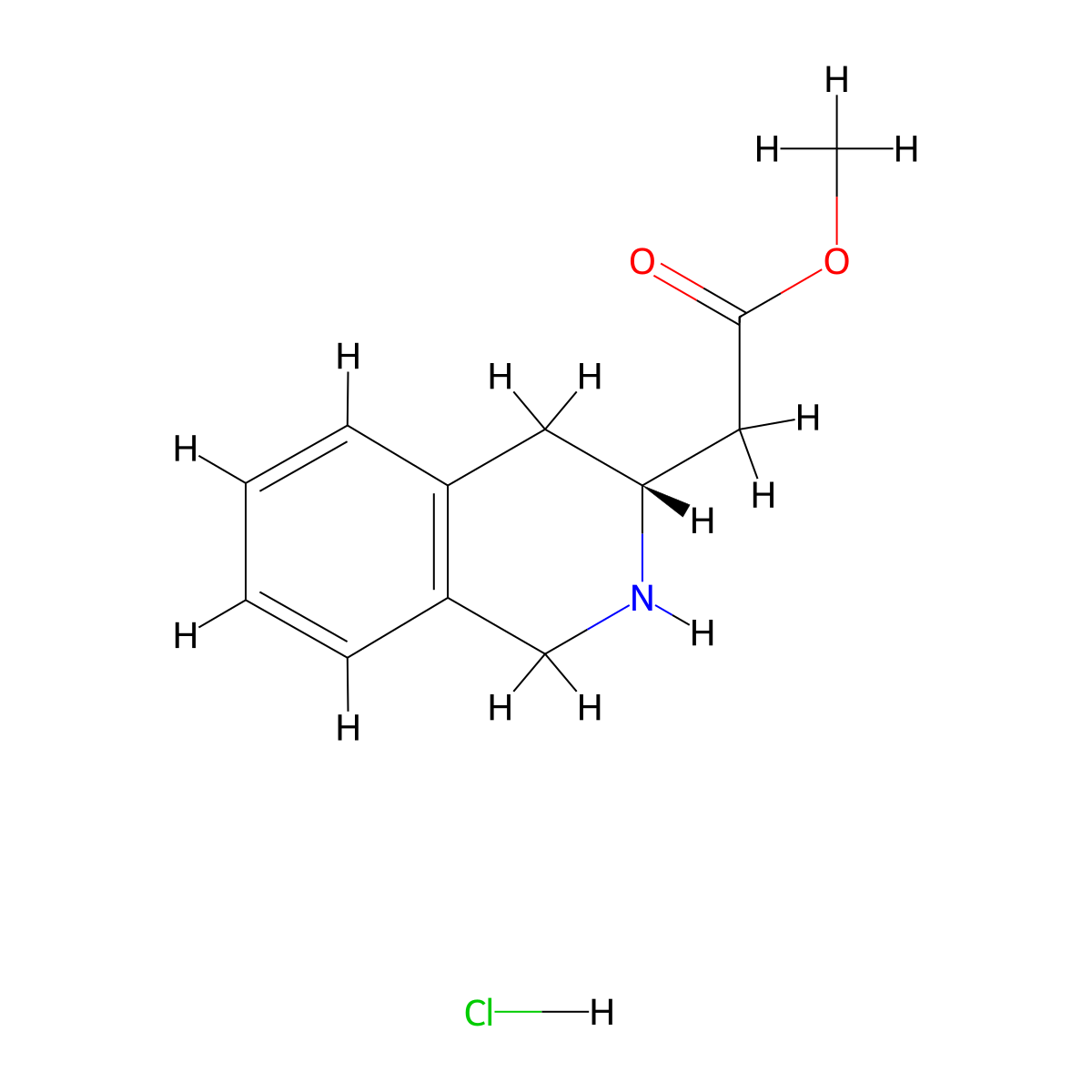 methyl 2-[(3R)-1,2,3,4-tetrahydroisoquinolin-3-yl]acetate hydrochloride molecular structure, CAS 158679-16-4