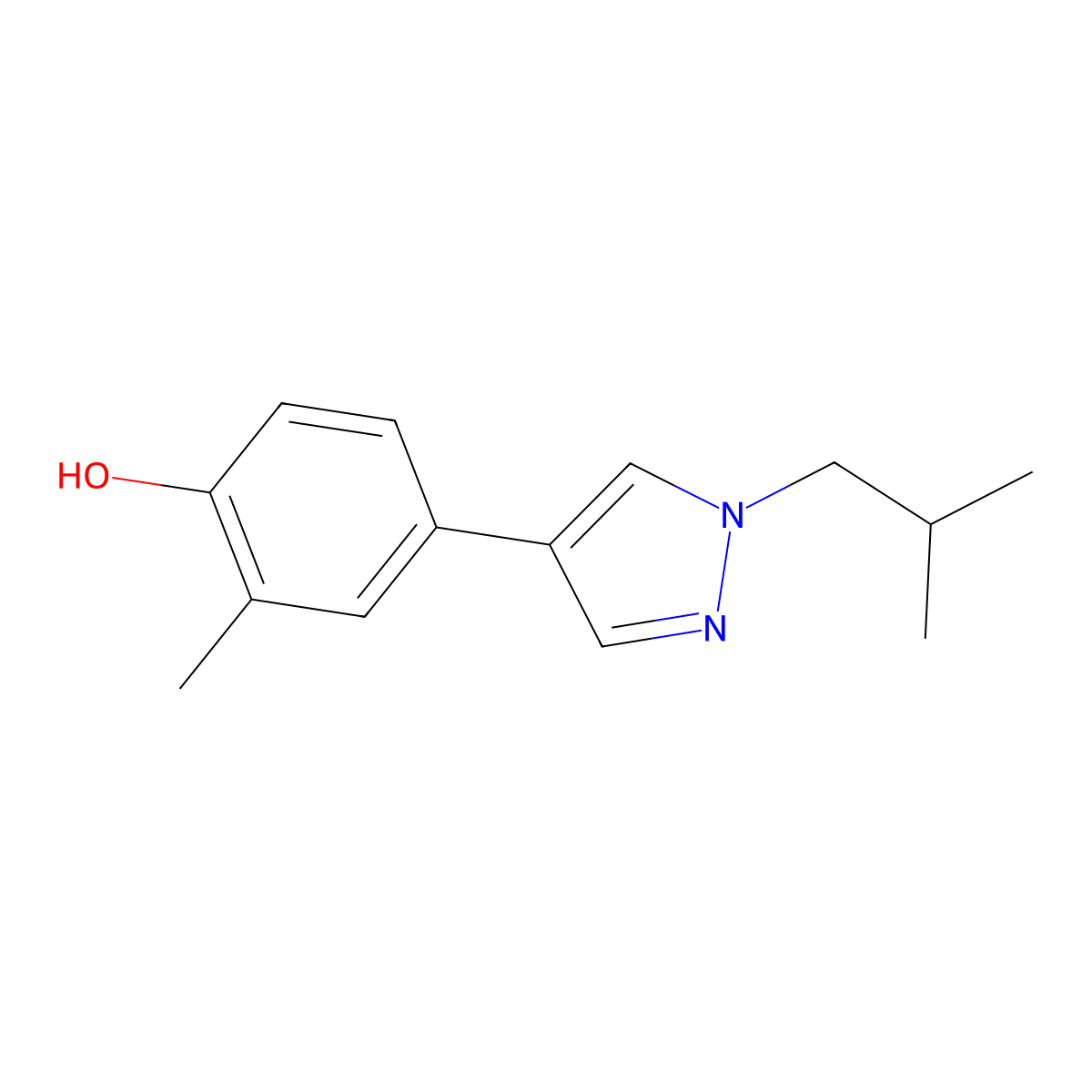 4-(1-Isobutyl-1H-pyrazol-4-yl)-2-methylphenol molecular structure, CAS 1586798-62-0