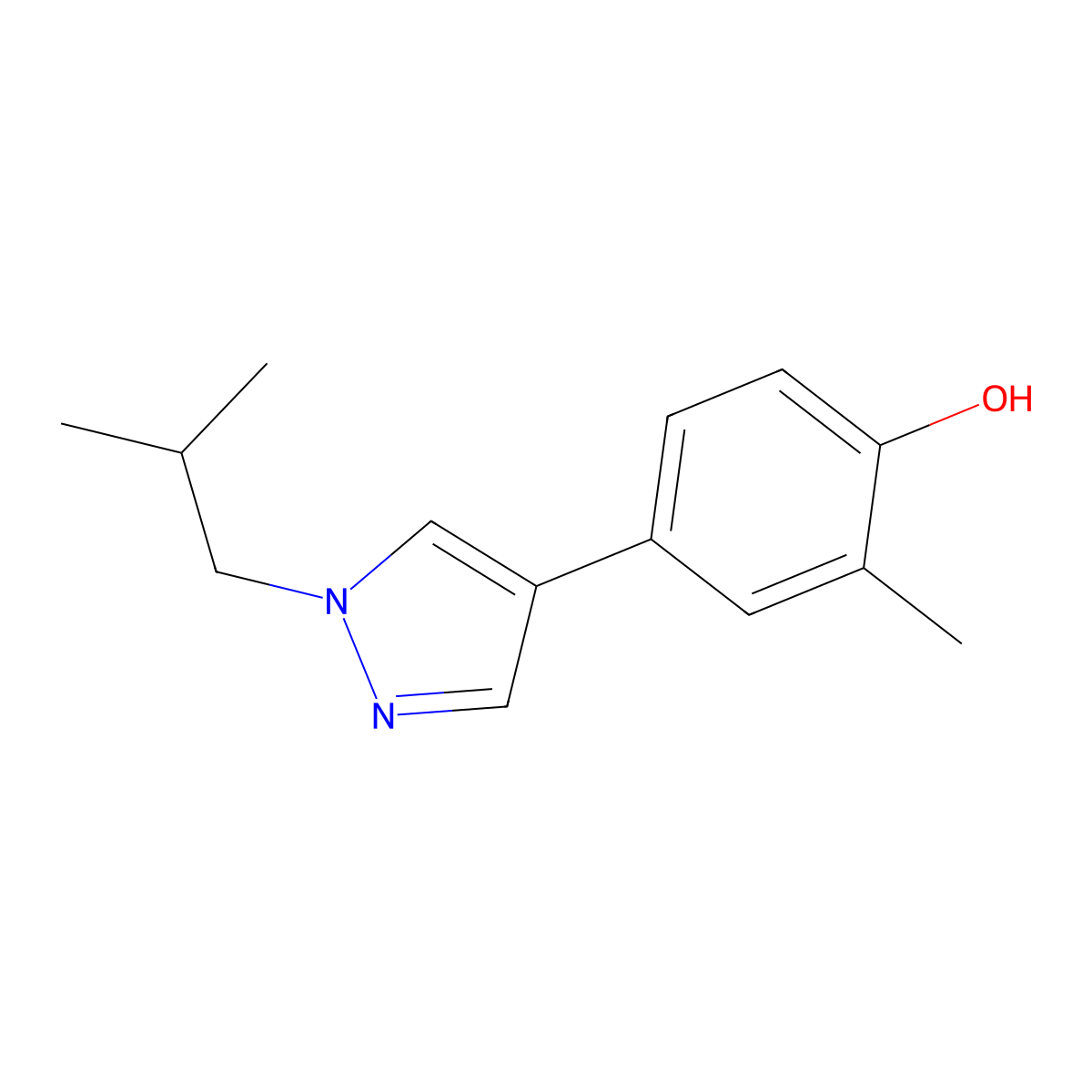 4-(1-Isobutyl-1H-pyrazol-4-yl)-2-methylphenol molecular structure, CAS 1586798-62-0