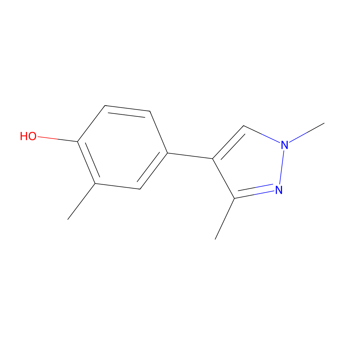 4-(1,3-Dimethyl-1H-pyrazol-4-yl)-2-methylphenol molecular structure, CAS 1586798-63-1
