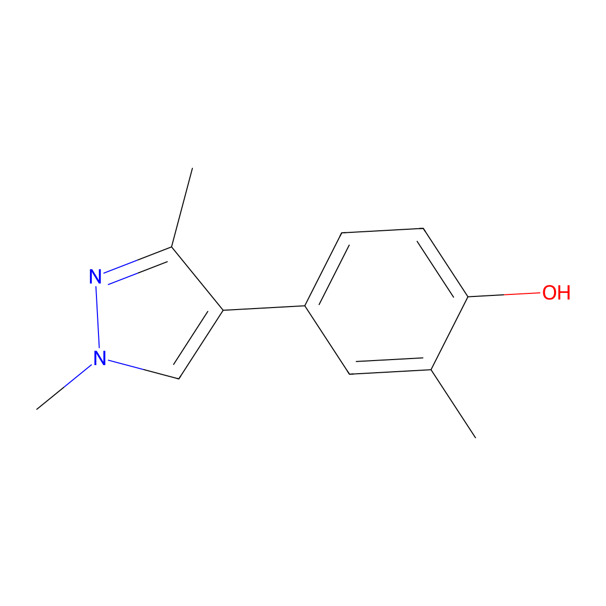 4-(1,3-Dimethyl-1H-pyrazol-4-yl)-2-methylphenol molecular structure, CAS 1586798-63-1