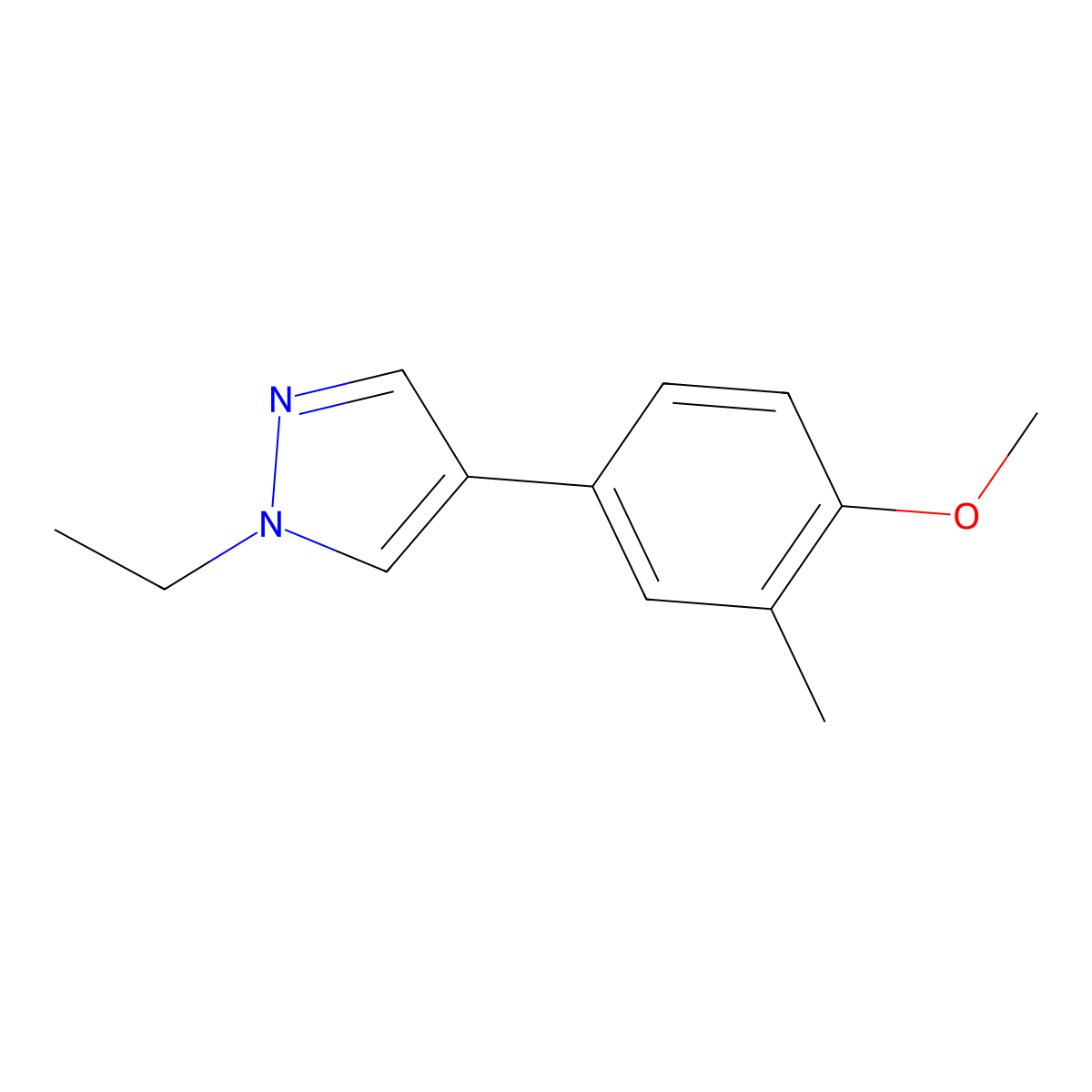 1-Ethyl-4-(4-methoxy-3-methylphenyl)-1H-pyrazole molecular structure, CAS 1586798-76-6