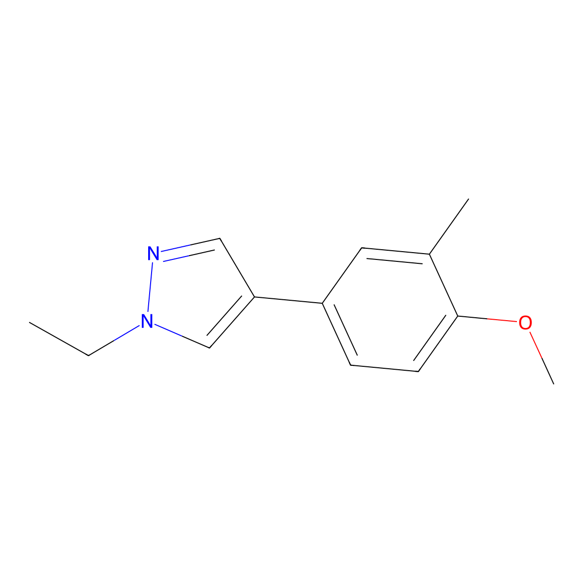 1-Ethyl-4-(4-methoxy-3-methylphenyl)-1H-pyrazole molecular structure, CAS 1586798-76-6
