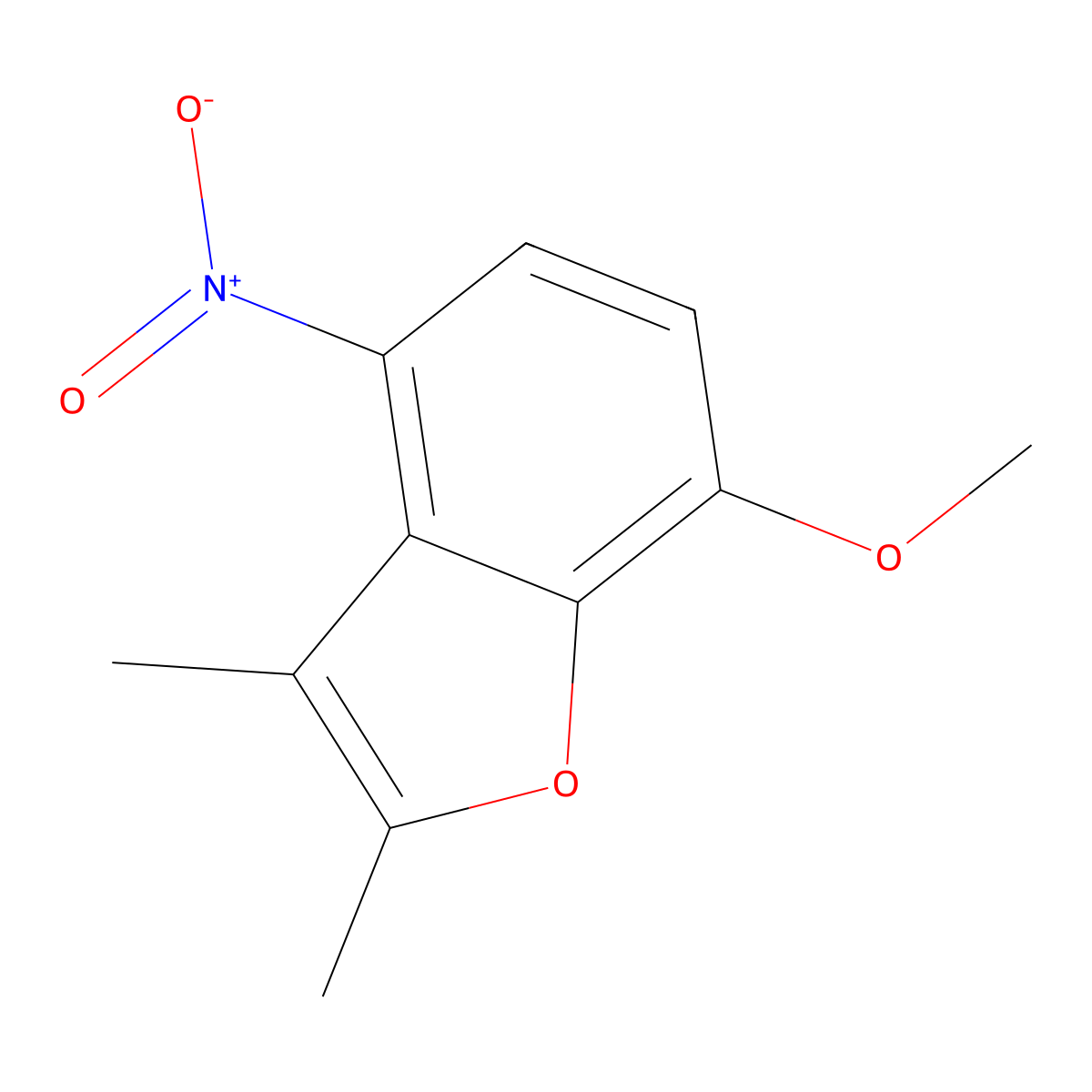 7-Methoxy-2,3-dimethyl-4-nitro-1-benzofuran molecular structure, CAS 15868-62-9