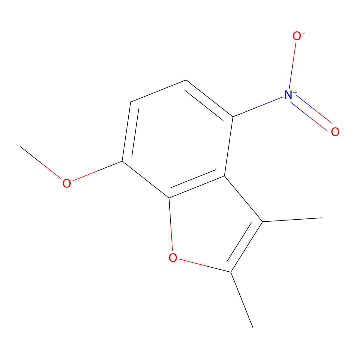 7-Methoxy-2,3-dimethyl-4-nitro-1-benzofuran molecular structure, CAS 15868-62-9