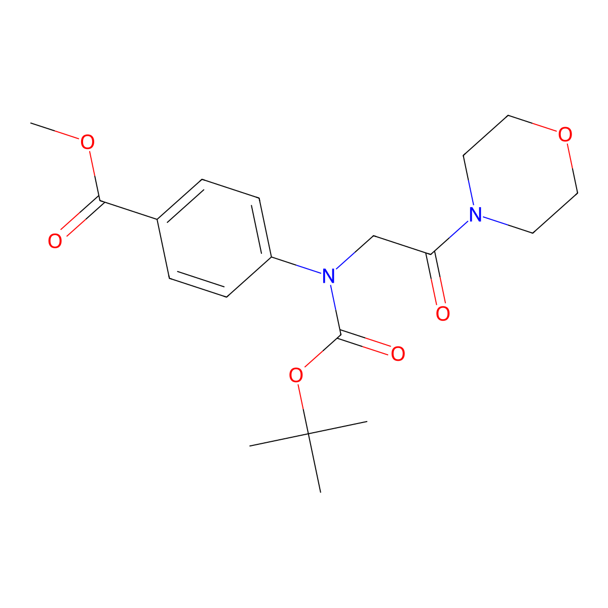 Methyl 4-((tert-butoxycarbonyl)(2-morpholino-2-oxoethyl)amino)benzoate molecular structure, CAS 1586809-60-0