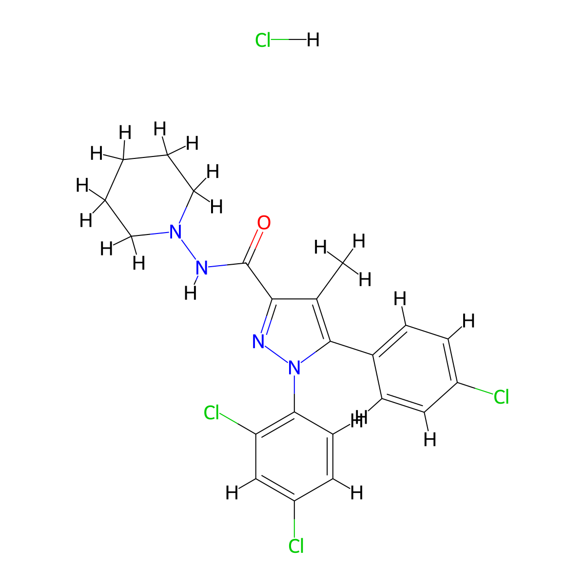 Rimonabant Hydrochloride molecular structure, CAS 158681-13-1