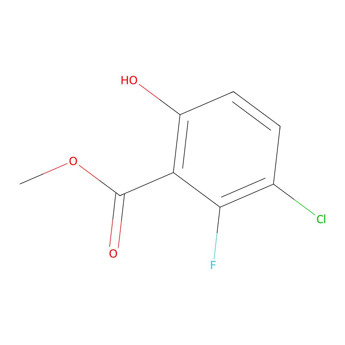 Methyl 3-chloro-2-fluoro-6-hydroxybenzoate molecular structure, CAS 1586827-14-6
