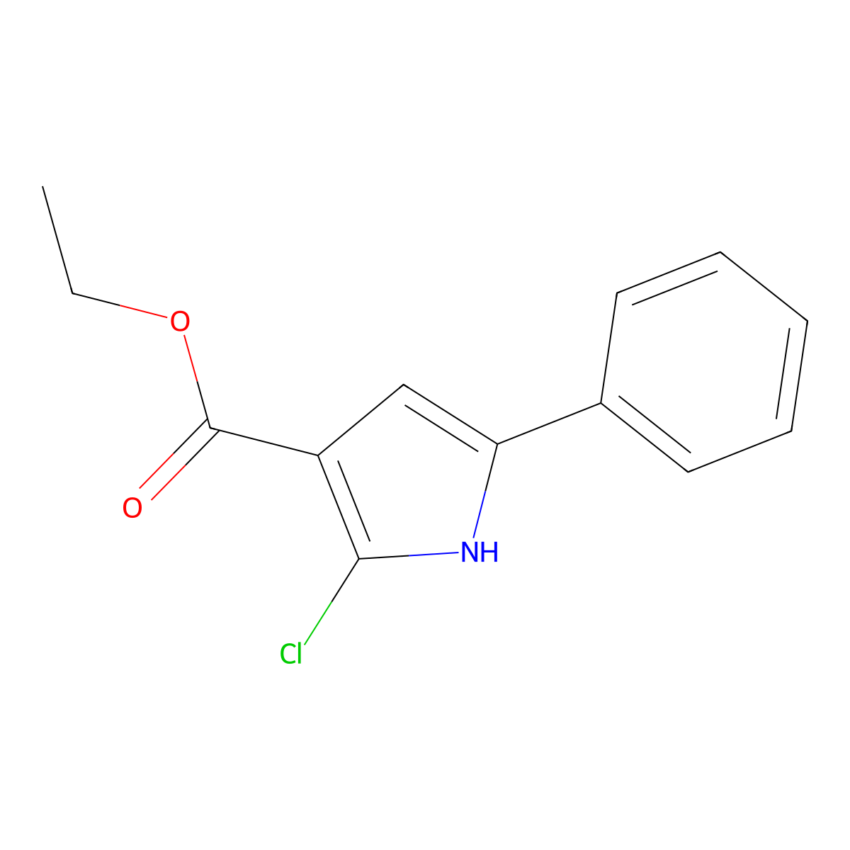 Ethyl 2-chloro-5-phenyl-1H-pyrrole-3-carboxylate molecular structure, CAS 158692-57-0