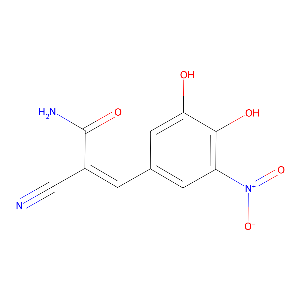 (E)-2-cyano-3-(3,4-dihydroxy-5-nitrophenyl)acrylamide molecular structure, CAS 158693-01-7
