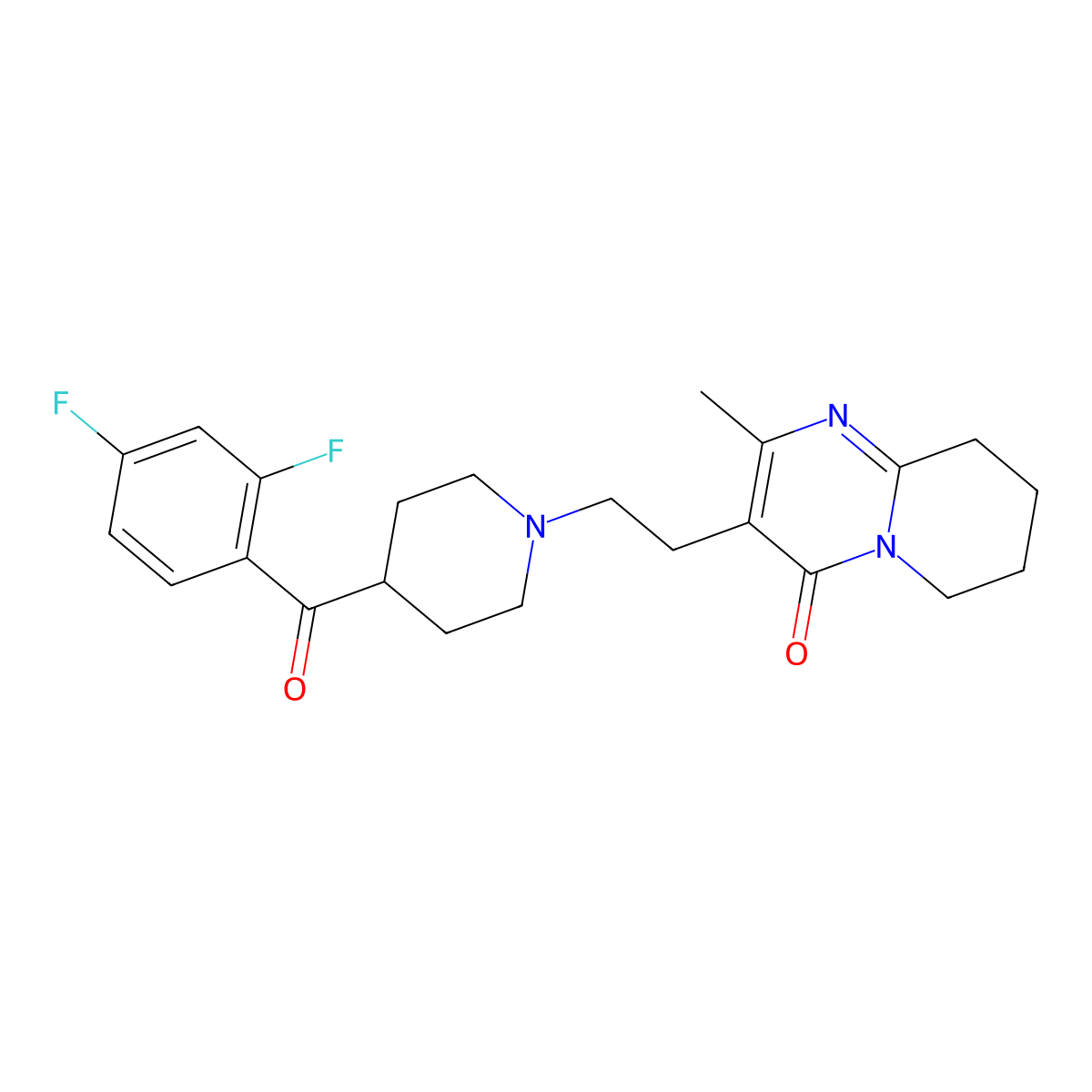 DES(6-fluoro-1,2-benzoxazole)-2,4-difluorobenzoyl risperidone molecular structure, CAS 158697-67-7