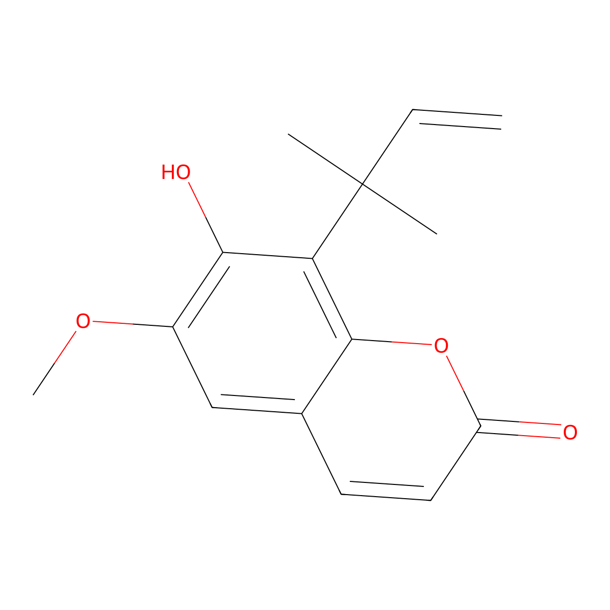 8-(1,1-Dimethyl-2-propenyl)-7-hydroxy-6-methoxy-2H-1-benzopyran-2-one molecular structure, CAS 15870-92-5