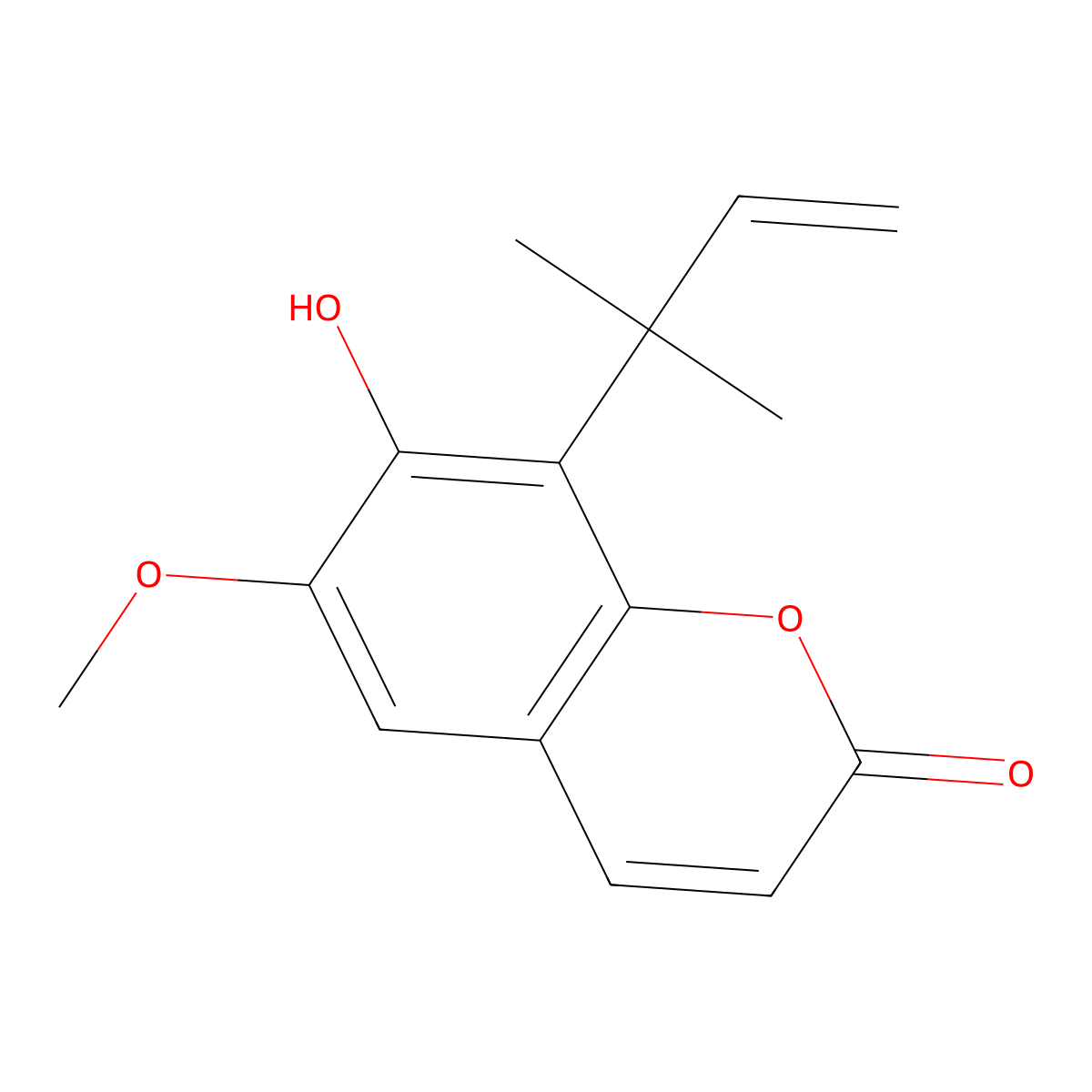 8-(1,1-Dimethyl-2-propenyl)-7-hydroxy-6-methoxy-2H-1-benzopyran-2-one molecular structure, CAS 15870-92-5