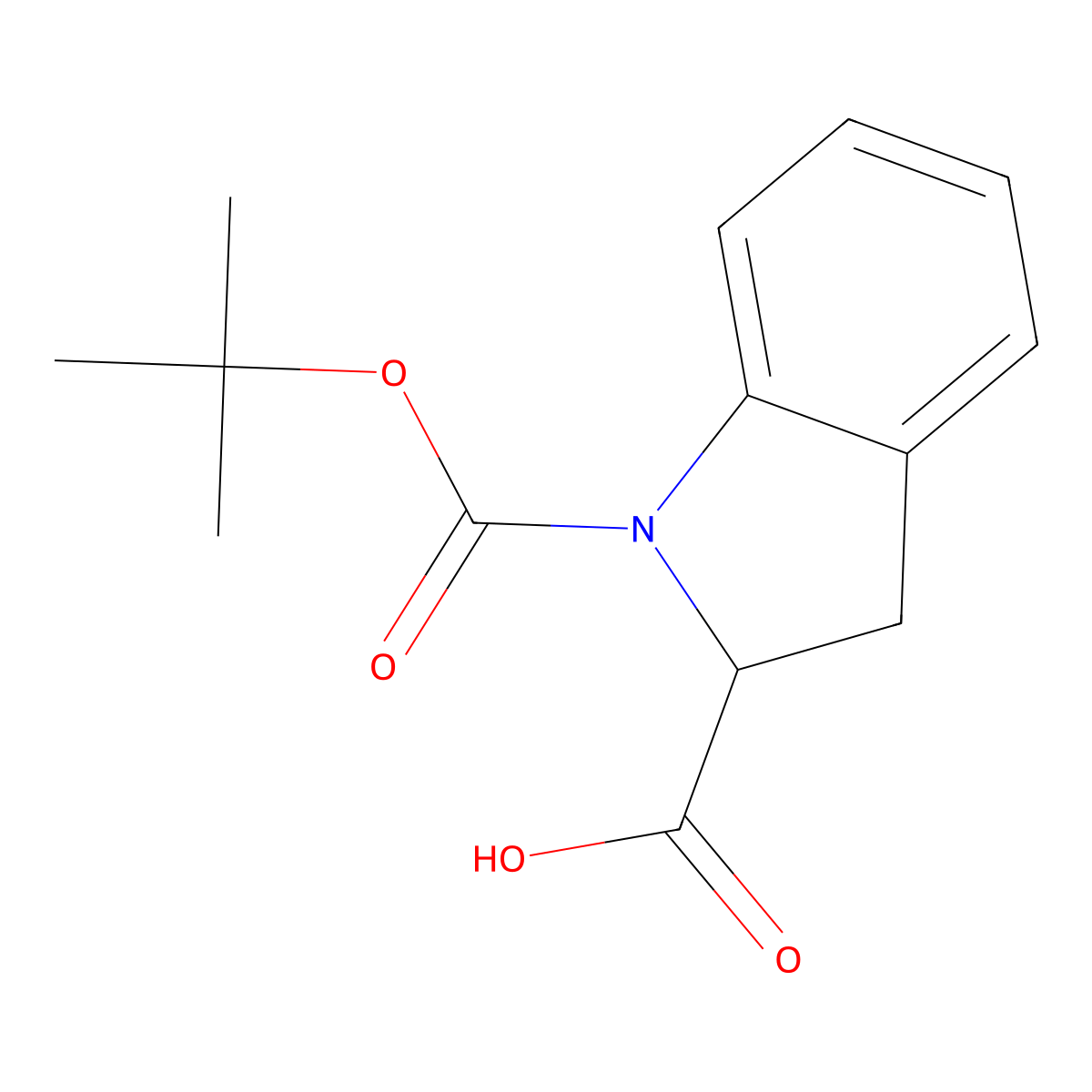 (2R)-1-[(tert-butoxy)carbonyl]-2,3-dihydro-1H-indole-2-carboxylic acid molecular structure, CAS 158706-43-5