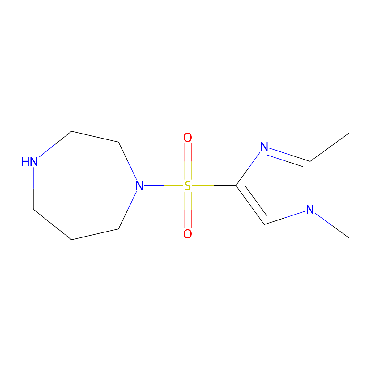 1-((1,2-Dimethyl-1h-imidazol-4-yl)sulfonyl)-1,4-diazepane molecular structure, CAS 1587094-23-2