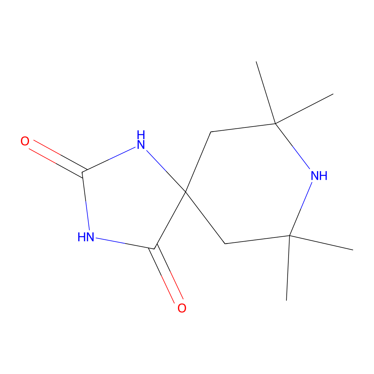 7,7,9,9-Tetramethyl-1,3,8-triazaspiro[4.5]decane-2,4-dione molecular structure, CAS 15871-54-2