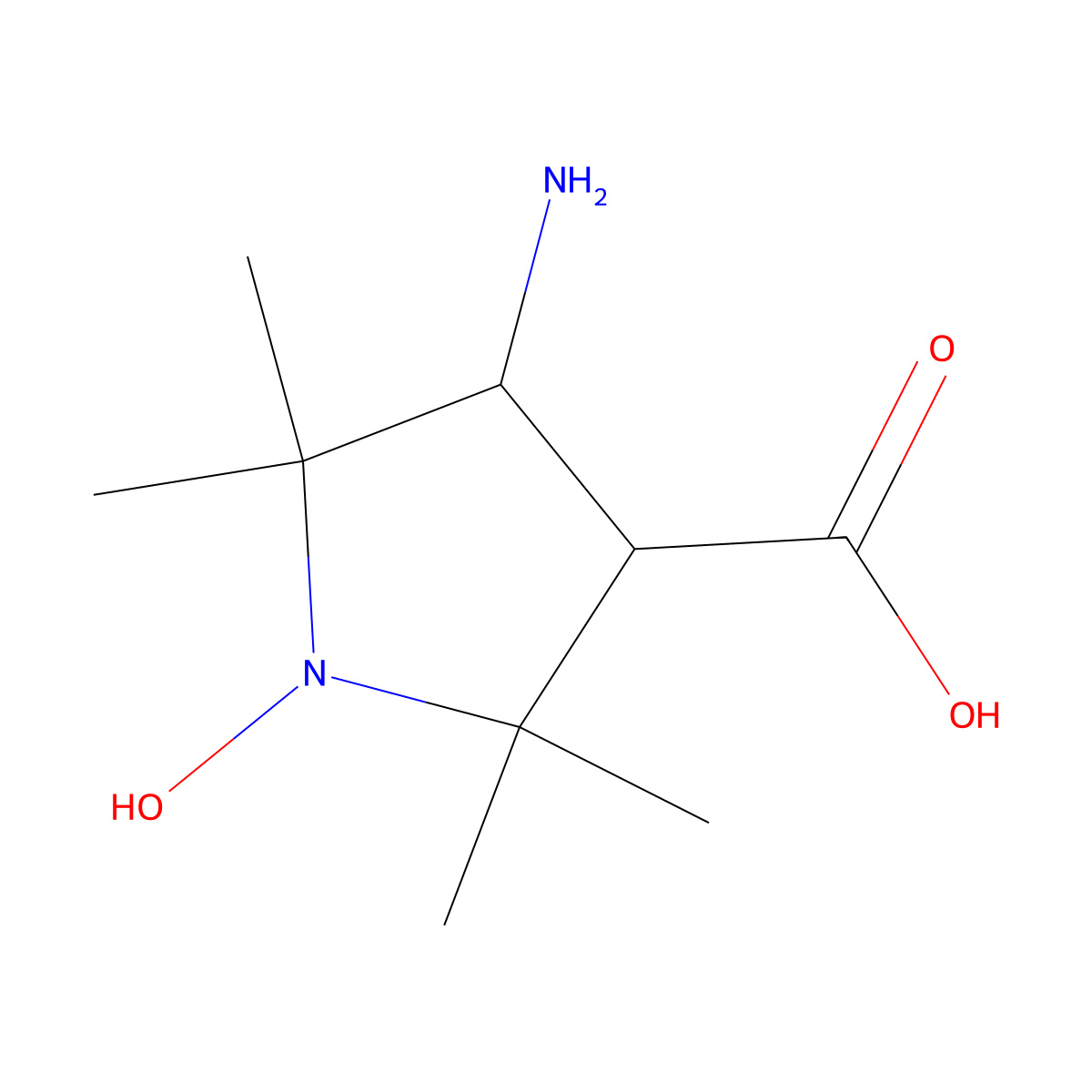 3-Amino-1-oxyl-2,2,5,5-tetramethylpyrrolidine-4-carboxylic acid molecular structure, CAS 15871-58-6